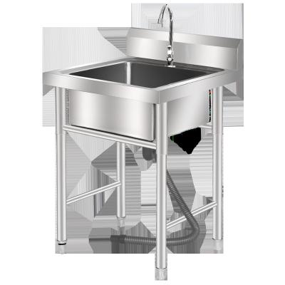 China Without Faucet Commercial Stainless Steel Single Sink Double Compartment Kitchen Utility Sink for sale