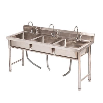 China Faucetless Industrial Commercial Used Stainless Steel Kitchen Sinks Double Triple Single Bowl Sink for sale