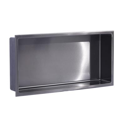 China Modern Black Shower Niche Stainless Steel Niche Recessed Shower Shelf For Bath for sale