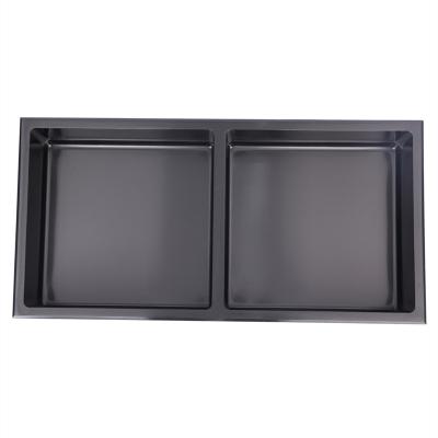 China Modern Black Rectangle Shower Niche Stainless Steel Shelf Insert Double Wall Niche for sale