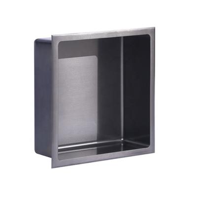 China Modern Matte Black Bathroom Shower Wall Niche 18-Gauge Stainless Steel Niche for sale