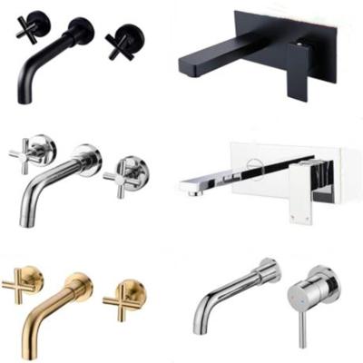 China Metered Faucets Hot And Cold Water Bathroom Basin Faucet Wall Mount Mixer Sink Faucet for sale