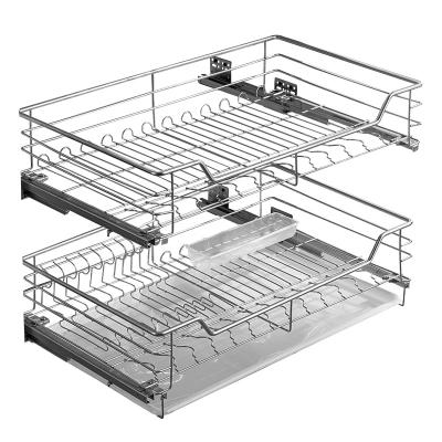 China Sustainable Stainless Steel Pull Out Wire Basket Drawer Baskets For Kitchen Cabinet for sale