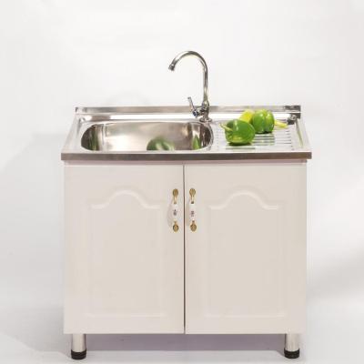 China Without Faucet Restaurant Kitchen Stainless Steel Sink With Cabinet Single Bowl Sink With Drainer for sale