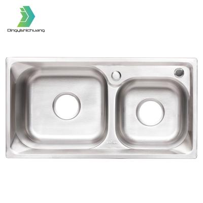 China With faucet 7238 kichen double bowl basin stainless steel undermount kitchen sink for sale