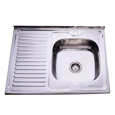 China Without Faucet Above Counter Layon Or Single Bowl Inset Edge Kitchen Sink With Drainer for sale