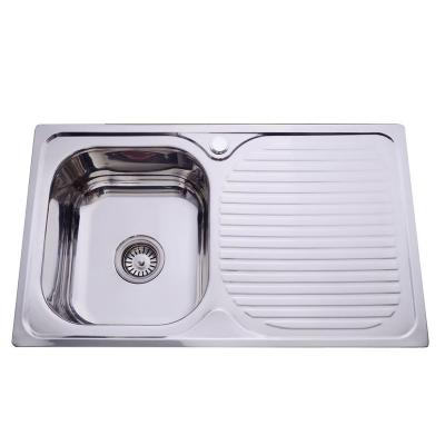 China Without Faucet Topmount Good Quality Reversible Single Bowl Integrated Kitchen Sink With Drainer for sale