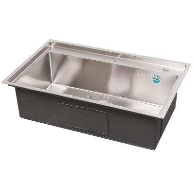 China Without Faucet New Design With Single Bowl Kitchen Sink With Drain Basket for sale