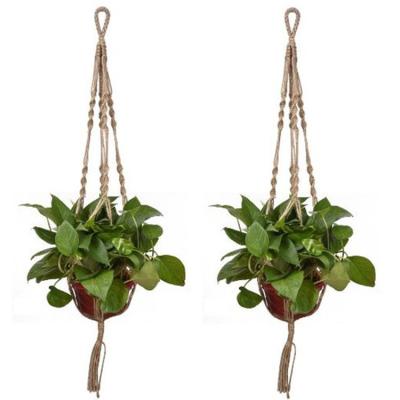 China Handmade Macrame Plant Hanger Cotton Rope Plant Hangers Indoor Outdoors, 4 Legs Plant Hanger Brackets, Flower Pot Hanging for sale