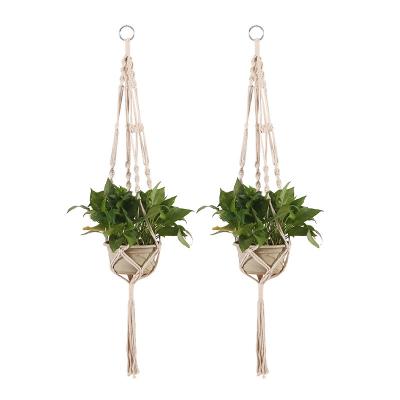 China Handmade Plant Hangers Cotton Rope Indoor Indoor Outdoor Plant Hanger, 4 Legs Plant Hanger Brackets, Flower Pot Plant Hanging Rack for sale