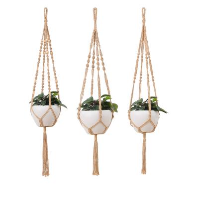 China Handmade Plant Hanger Macrame Planter Basket Cotton Rope Gardening Woven Flower Pot Handmade Woven Flower Pot Customize Logo for sale