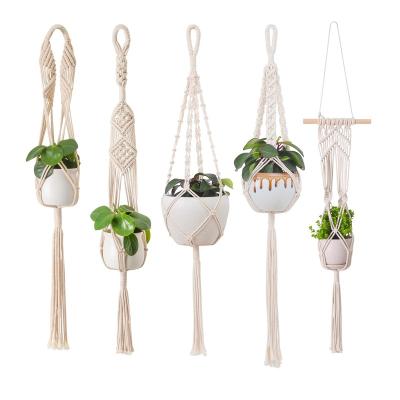 China Handmade Indoor Outdoor Plant Hanger Macrame Plant Hangers Decorative Cotton Rope Flower Pot Holder for Boho Home Indoor Outdoor Decor for sale