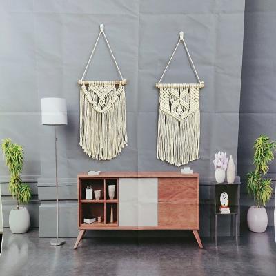 China Boho Macrame Wall Hanging Bohemian Tapestry with Raw Cotton Handcrafted Yarn with Softwood as Base for Home Decor Private Label for sale