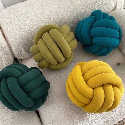 China Round Soft Tile Soft Household Pillow Ball Knot Decorative Pillows Sofa Decor With Insert Cute Bright Home Textiles for sale