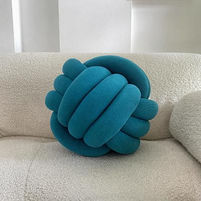 China Soft Round Knot Ball Pillow Soft Velvet Plush Knotted Decorative Throw Cushion Pillows For Sofa Bedroom Living Room Cushion for sale