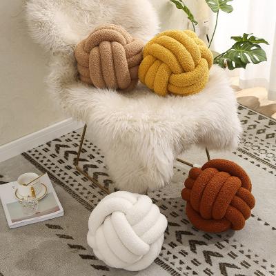 China Soft Round Kids Knotted Tile Ball Handmade Plush Plush Knotted Pillow For Home Decorative Decor Cushion for sale