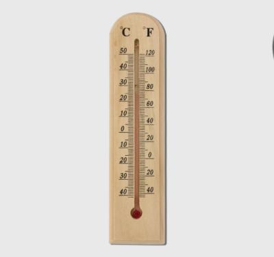 China Garden Thermometers C/F Double Displayed Indoor Outdoor Wooden Wall Thermometer for sale