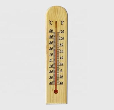 China Garden Thermometers C/F Double Displayed Indoor Outdoor Wooden Wall Thermometer for sale