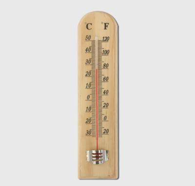 China Garden Thermometers C/F Double Displayed Indoor Outdoor Wooden Wall Thermometer for sale