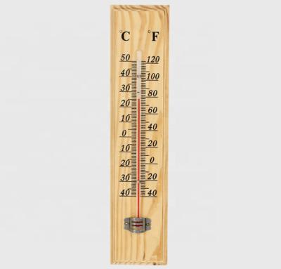 China Garden Thermometers C/F Double Displayed Indoor Outdoor Wooden Wall Thermometer for sale