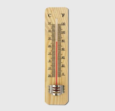 China Garden Thermometers C/F Double Displayed Indoor Outdoor Wooden Wall Thermometer for sale