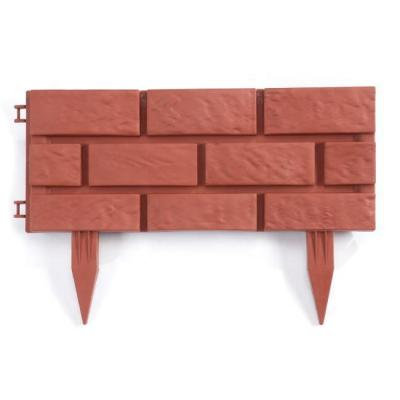 China Easily Assembled Pack of 4 Garden Effect Brick Lawn Edging Plastic Cobbled Stone Fence for sale