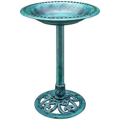 China Hot Sale Minimalist Green Or Bronze Antique Outdoor Garden Bird Bath Pedestal Bird Bath Decoration The Yard for sale