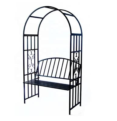 China Easily Assembled Outdoor Garden Decoration Metal Flower Frame Arch Gazebo For Climbing Plants With Chair for sale