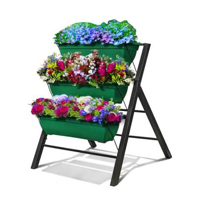 China Amazon Modern Hot Sale Garden Decor Metal Flower Stand Outdoor Planter With Plastic Pot for sale