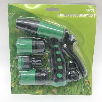 China Variable Flow Control 5PCS Garden Hose Spray Gun Set Adjustable Sprinkler Nozzle With Watering Connector for sale