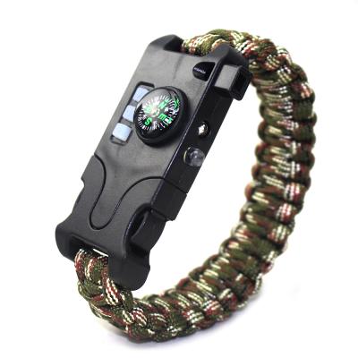 China Custom Outdoor Survival Sos Multifunctional Tools Logo Led Survival Bracelet, Paracord Fashion Style Climbing Tactical Bracelet for sale