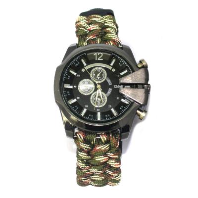 China Waterproof Mountaineering Paracord Survival Watch, Custom Logo Camping Survival Paracord Watch for sale