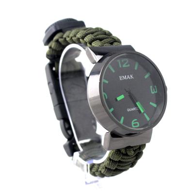 China Portable Survival Tools Multifunctional Mountain Hiking Compass Survival Watch, Personalized Multi Colors Survival Paracord Watch for sale