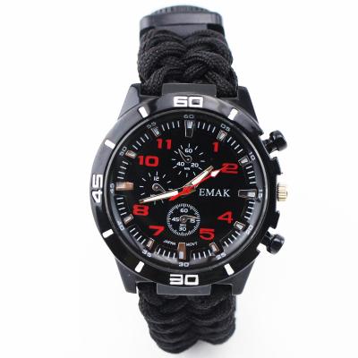 China Wholesale Factory Outdoor Survival Fishbone Watch DIVER, Customized Paracord Accessories Military Fishbone Paracord Watch for sale