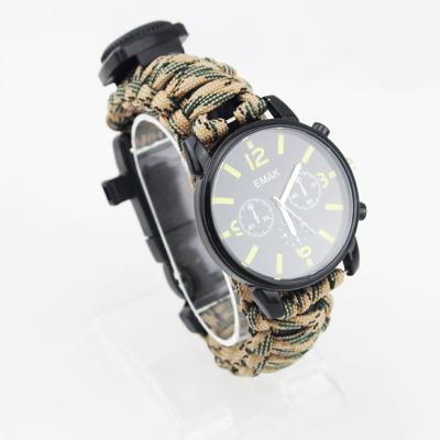 China 2020 new outdoor camping alarm paracord watch, wholesale outdoor man woman watch with bracelet for sale