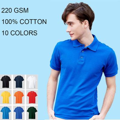 China Anti-Wrinkle 2022 Custom Polo Shirt 220 GSM Golf Drift Polo Shirt Turn Down Neck Tshirts 100 Cotton Male Mens for sale