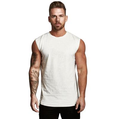 China Custom logo 5%spandex 95%cotton anti-pilling wholesale breathable white men's gym sports men's tank tops for sale