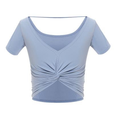 China Workoutwear fashion newcomer anti-pilling slim women's yoga culture round neck collar wholesale wholesale short sleeve for sale