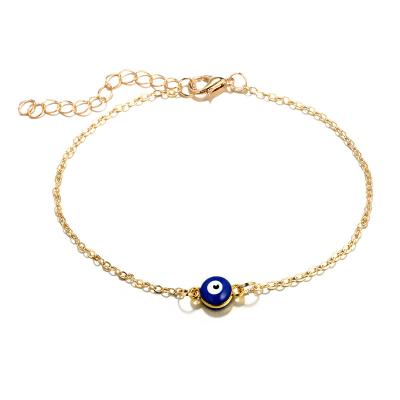 China Trendy Evil Blue Eye Anklet Ankle Chain Plating Alloy Alloy Foot Jewelry Lady's Simple Anklet for sale