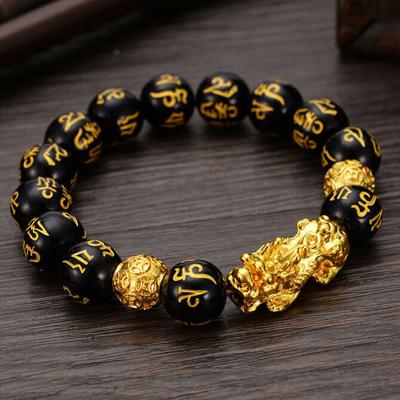 China CLASSIC Wealth and Good Luck Fengshui Bracelet Chinese Pixiu Bracelet Mens Womens Obsidian Beads Bracelet Jewelry Gift for sale