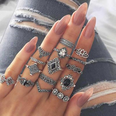 China BOHEMIA 30 Styles Trendy Boho Midi Knuckle Ring Set For Women Crystal Geometric Rings Fashion Bohemian Jewelry for sale