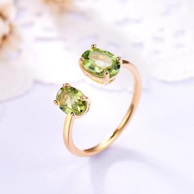 China Luxury Wholesale Silver Jewelry Pure Natural Silver Peridot Gemstone Ring for sale