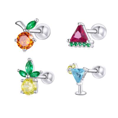 China Factory Wholesale Fruit Series Stud Earrings FASHIONABLE 925 Sterling Silver Cubic Zirconia Stud Earrings for sale