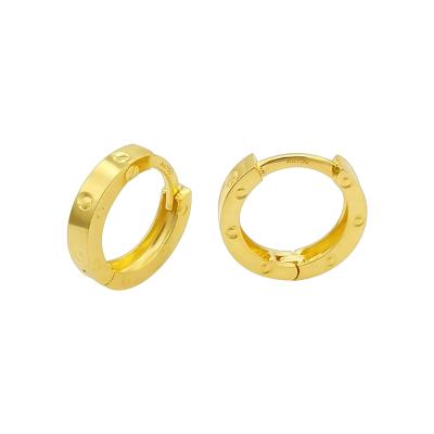 China Trendy Real 18K Gold Huggie Earring 18K Yellow Gold Hoop Earring Muti-size Cuff Earring Small Circles for sale