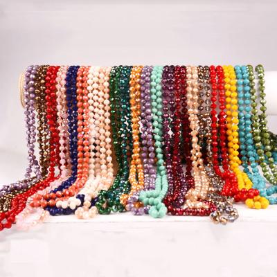 China Fashion Color Women 64 60 Inch 8mm Handmade Crystal Beaded Knotted Necklace for sale