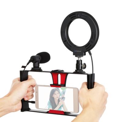 China Factory Durable 3 in 1 Smartphone Vlogging Live Broadcast Video Rig Mic Ring Light Kit for sale