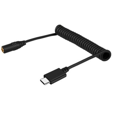 China Small Size and Easy to Carry PULUZ 3.5mm TRRS Female to Male Live Microphone Audio Adapter Spring of Type-C/USB-C Stretch Cord for sale