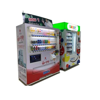 China Serpentine Dispenser Beverage Drinks Combo Vending Machine With 32 Inch LCD Display Vending Machine For Small Commodity for sale