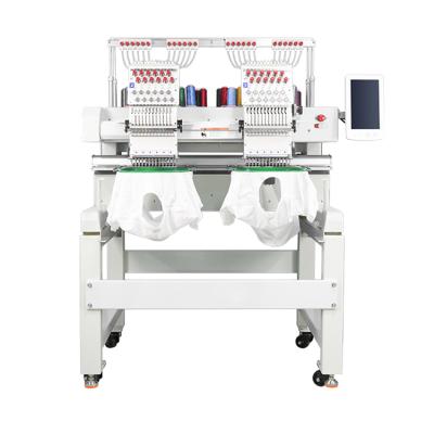 China Hat/T-shirt/Flat/3D/Towel/Leather/Jacket Embroidery Cheap Price 250 Mm 16 Pixel Foot Dahao Double 2 Head Computer Embroidery Machine For Hat And T Shirts for sale