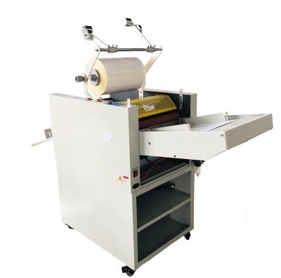 China 390E Digital Food Oil Heating Automatic Feeding Laminator 370mm A4 Small Automatic Laminating Machine for sale